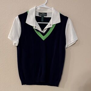 Ralph Lauren Blue and Green Vest with White Shirt
